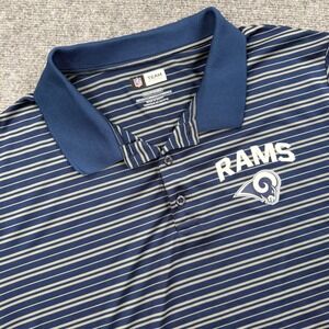 NFL Team Apparel Los Angeles Rams Mens XXL Striped Performance Polo Shirt Navy